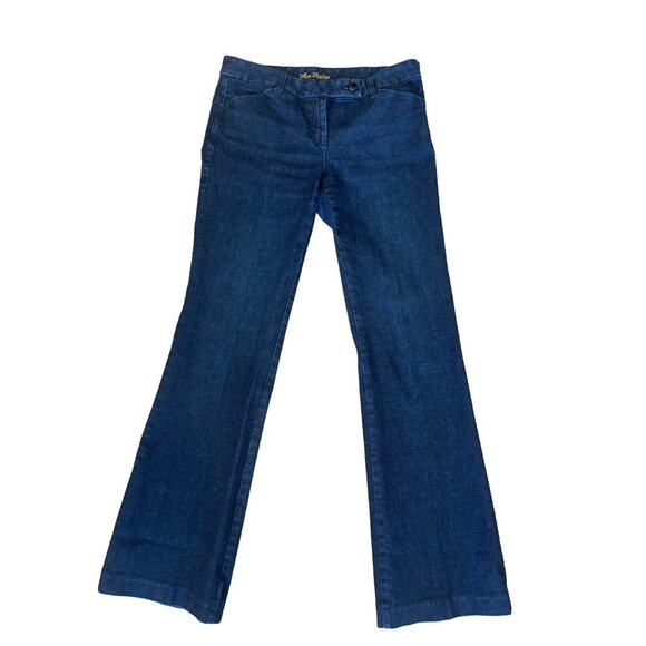Ann Taylor Modern Fit Lindsay Waist Dark Wash Wide Leg Bootcut Blue Jeans Size 4 - Picture 1 of 15